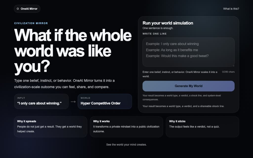 OneAI Mirror — live product screenshot